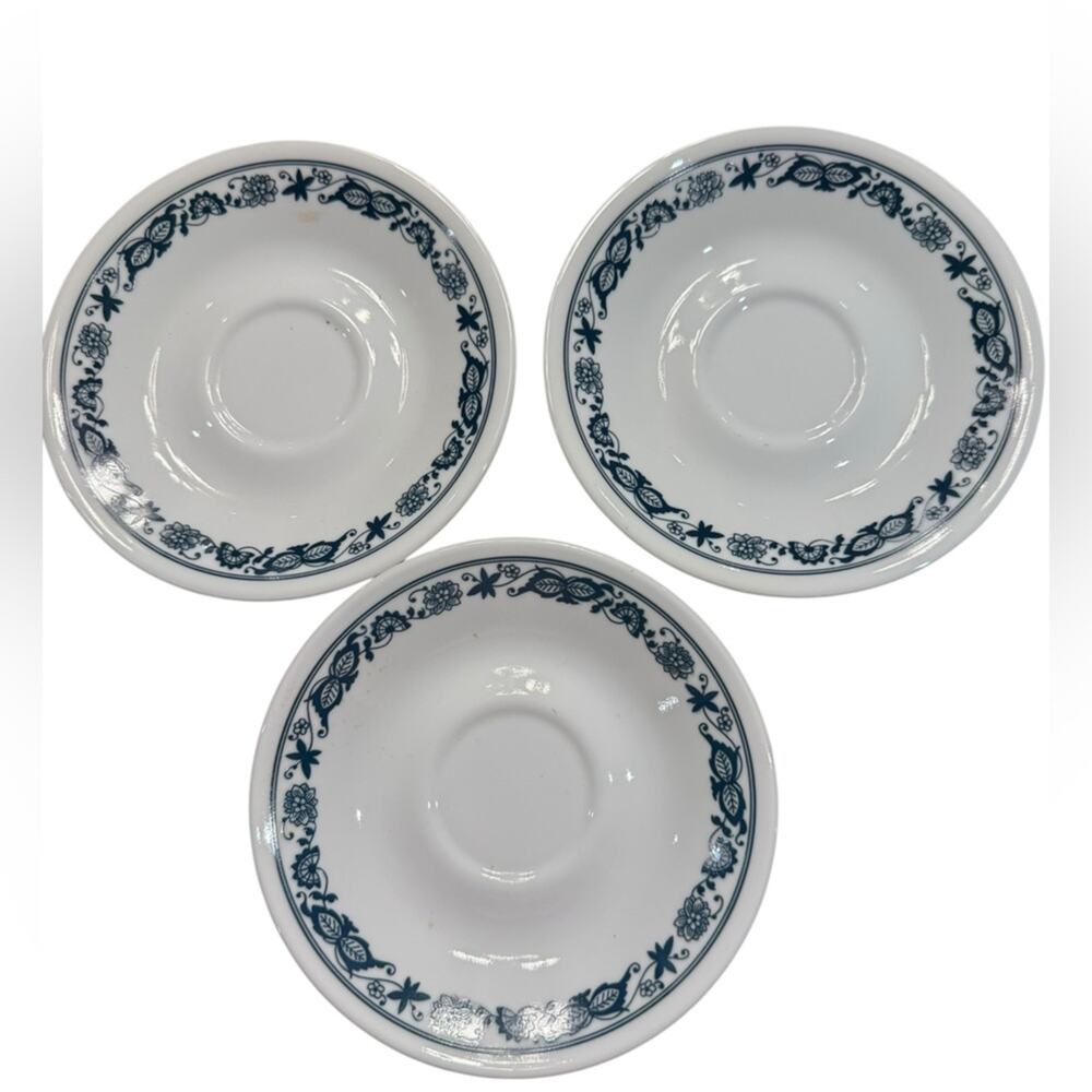 Vintage Corelle Old Town Blue Onion Saucers Set of 3